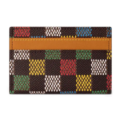 LOUIS VUITTON Покрытый холст Держатель для карт Мужской Коричневый и Многоцветный