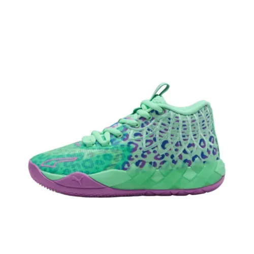 PUMA MB.01 Детские баскетбольные кроссовки MID Топ Зеленый/Фиолетовый Школьный возраст