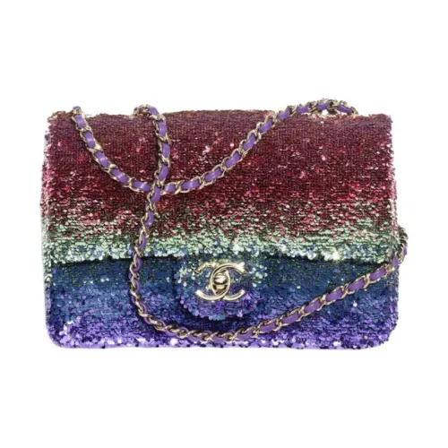 CHANEL Металлическая сумка с клапаном сумка через плечо маленькая женская многоцветная