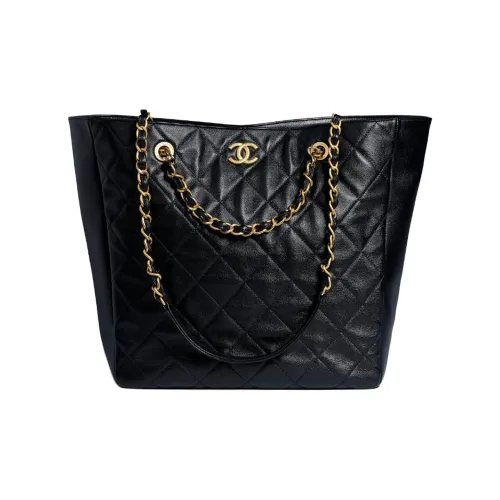 CHANEL Кожа Сумка через плечо Сумка Tote Большая Женская Черная