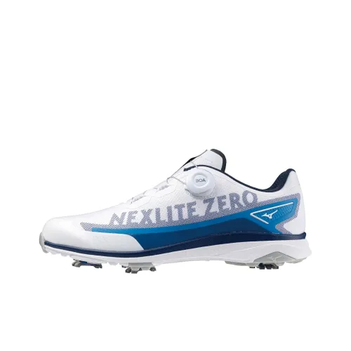 Mizuno Shock Absorbers Slip-Resistant Low Top Golf Shoes Men's White Blue Мицубо Шок Абсорбер Низкий Топ Обувь для гольфа Мужская Белый Синий