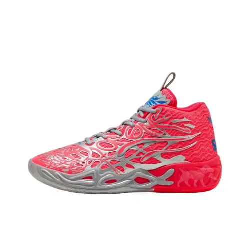 SLAM X PUMA MB.04 Slip-resistant Abrasion-resistant MID Баскетбольные кроссовки Unisex Red Silver Blue