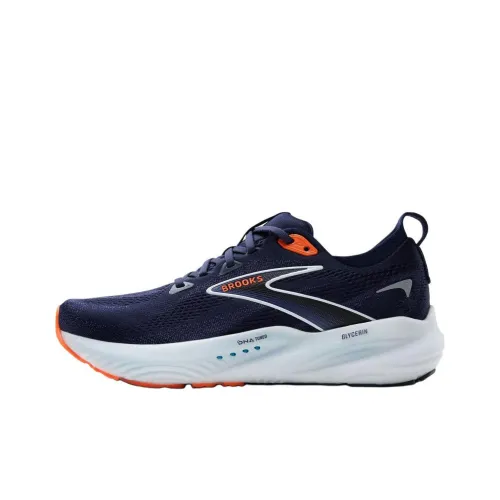 Brooks Slip-resistant Abrasion-resistant Low Top Беговые кроссовки Мужские Темно-синий Белый Оранжевый