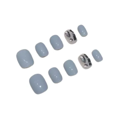 LIANJING [Синий Companion] Ручной работы Премиум False Nail Короткий Квадратный 17 мм