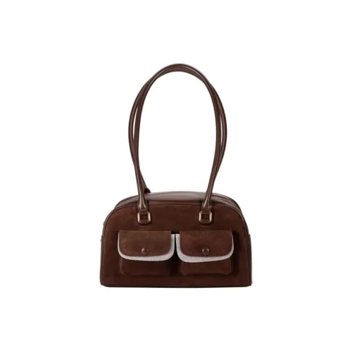 AJIDOU Сумка для боулинга из искусственной кожи сумка через плечо средний размер женский кофейного цвета