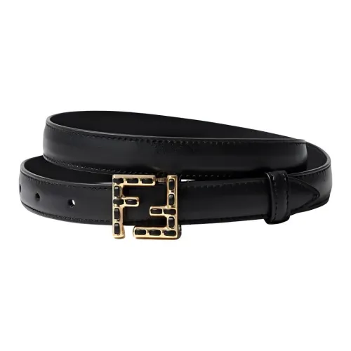 FENDI Телячья кожа Кожаные ремни Мужской Черный Ширина 2CM