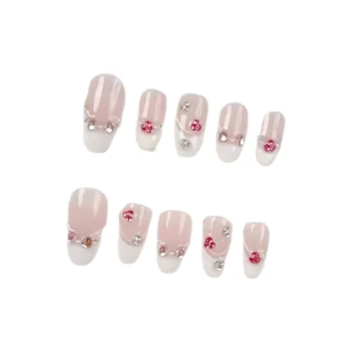 LIANJING [Черный перец Принцесса] Ручная работа Фальшивая Погоня Премиум Французский Перец Белый Premium Soft Ногти Искусство 25 мм Овал