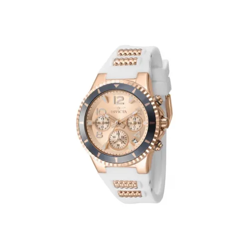 INVICTA Наручные часы Кварцевый механизм Нержавеющая сталь Силиконовый ремешок 39 мм Розовое золото Циферблат Женские часы