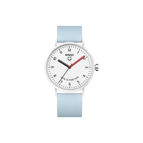 Miniso Black Warrior White Moonlight Кварцевый механизм Резиновый ремешок Часы Унисекс Черный циферблат