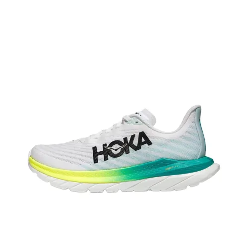 HOKA ONE ONE Mach 5 Slip-resistant Abrasion-resistant Low-top Беговые кроссовки Женские Белый Желтый Зеленый Черный