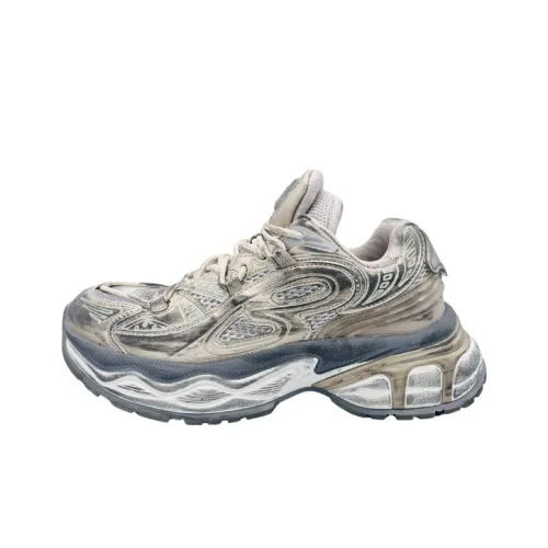 QIANJIN Амортизация Покрытие Поддержка Низкий Топ Толстая подошва Кроссовки Унисекс Шампанское Золото