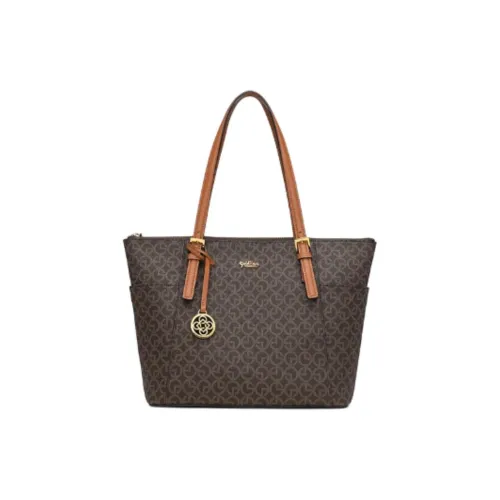 GOLDLION PVC Тоут Сумка Сумка для покупок Сумка на плечо Большая женская Коричнево-кофейный Белый