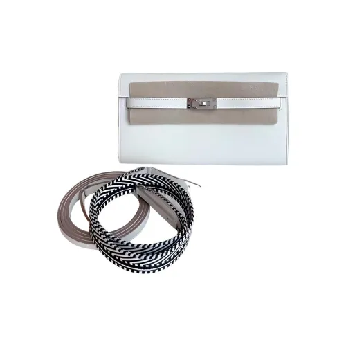 HERMES Kelly To Go Mysore Chevro Кошелек Ручной Сумка через плечо Женская Гриб Белый