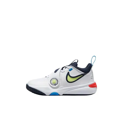 Nike Team Hustle D 11 Slip-Resistant Abrasion-Resistant Low Top Children's Basketball Shoes White Children's