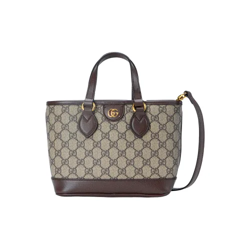 GUCCI Ophidia Supreme Холст Тоут Сумка Сумка для покупок Сумка через плечо Сумка мини Женская Бежевая и Эбеновая
