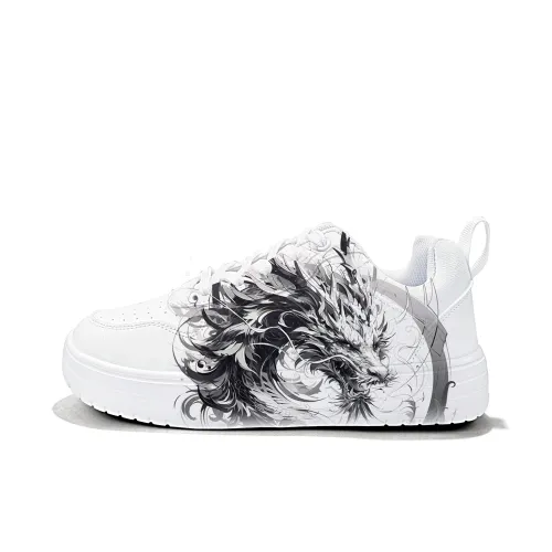 Cold cicadas yesterday Скейтборд Кроссовки Низкие Белый Черный Wood Дракон ZLA8017D Унисекс