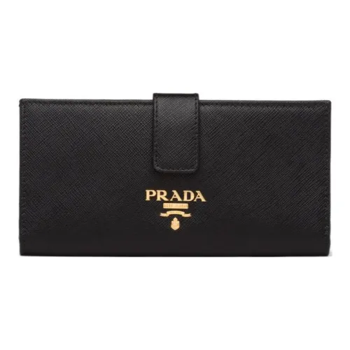 PRADA Saffiano кожа держатель для карт кошелек большой женский черный