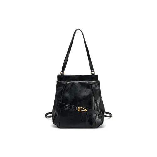 Simedin Воловья кожа Разделенная кожа Рюкзак Сумка на плечо Большая Женская Черная