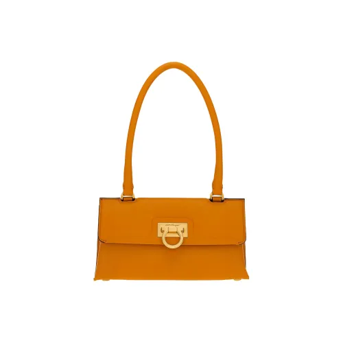 FERRAGAMO Trifolio Телячья кожа Сумка-багет Сумка через плечо Сумка обычная Женская Оранжевая