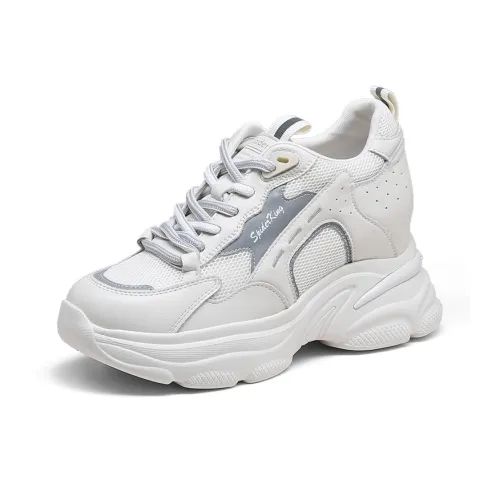 Spider King Износостойкие Низкие Топ Кроссовки с Толстой Подошвой Женские Белые Серые