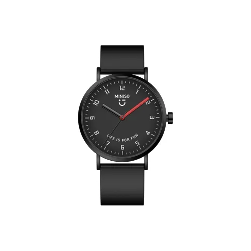 Miniso Кварцевый механизм силиконовый ремешок унисекс черный циферблат
