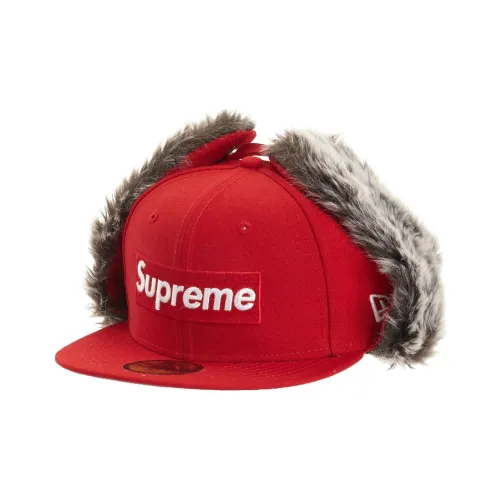 Supreme x New Era Full Шерсть Шапки-ушанки Унисекс Красный
