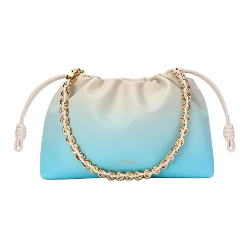 LOEWE Flamenco Sheepskin One Shoulder Clutch Medium Women's Light Blue White LOEWE Flamenco Овчина Одно Плечо Клатч Средний Женский Светло-Синий и Белый