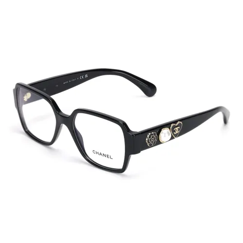 CHANEL Double C Пластиковая оправа Квадратные Оправы для очков Унисекс Черный