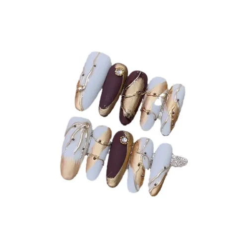 LIANJING [CURVE Salvation] Осенний Зимний False Nail Золотое Покрытие Премиум Frosted Красный 30MM Овал