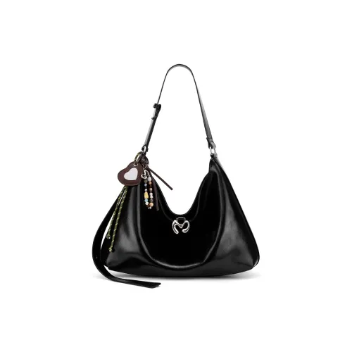 MCMIKO Сумка из коровьей кожи универсальная сумка через плечо обычная женская цвет сумеречный черный