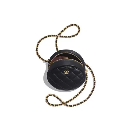 CHANEL Sheepskin Круглая Сумка Сумка с Цепочкой Сумка через Плечо Женская Черная