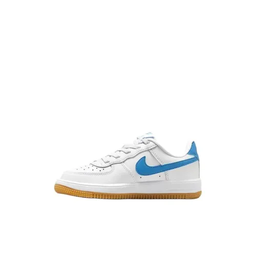 Nike Air FORCE 1 Детские Скейтбординги Низкий Топ Белый/Синий Для дошкольников