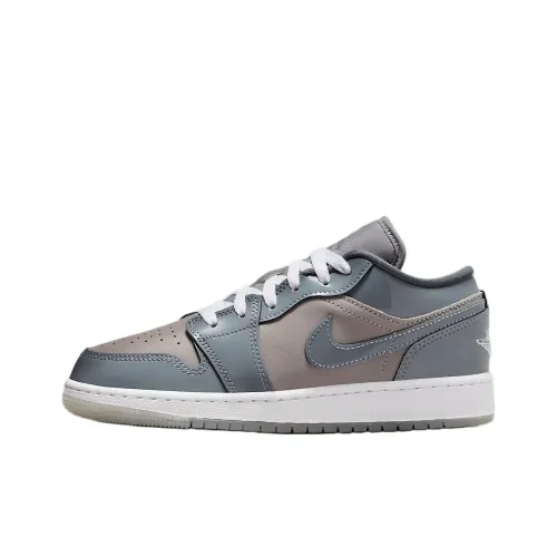 Jordan Air Jordan 1 Детские Скейтбординги Низкий Топ Средний Серый Белый Холодный Серый Коричневый Унисекс
