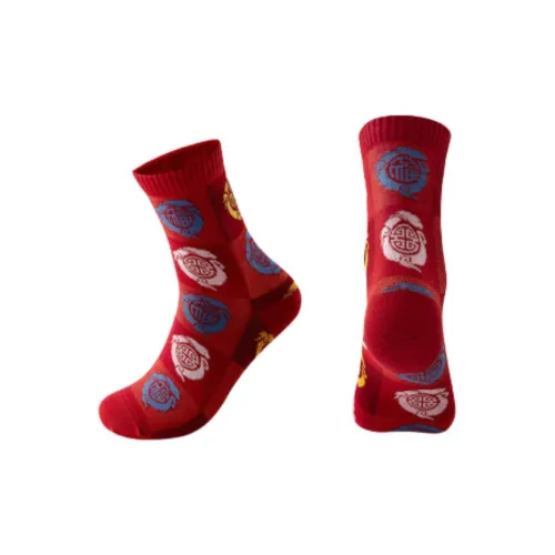 ANTA Life Collection Носки до колена Унисекс 1 упаковка Удача и богатство Жизнь Узор Красный