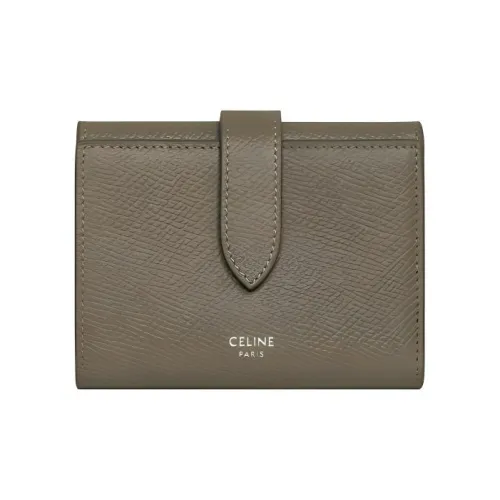 CELINE Рельеф Телячья Кожа Кошелек Мужской Оливково-Зеленый