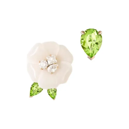 AMANI Ромб Золото Агат Оливин 18К Золото Серьги-гвоздики Женские Белые