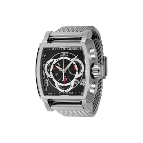 INVICTA Мужские часы Кварцевый механизм Ремешок из нержавеющей стали 48 мм Черный циферблат