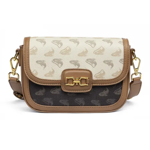 FAIRWHALE Сумка через плечо из ПВХ большая женская темный кофейный