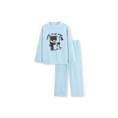 WANANNI Пижамный комплект женский кремовый синий