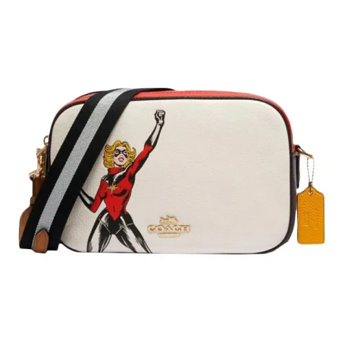 COACH MARVEL Коллаборация Jes Коровья кожа Camera Сумка Сумки через плечо Сумка на плечо Средняя Женская Белая