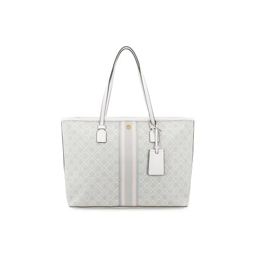 TORY BURCH T Monogram Покрытый холст Тоут Сумка Сумка для покупок Сумка на плечо Сумка Обычная Женская Белая