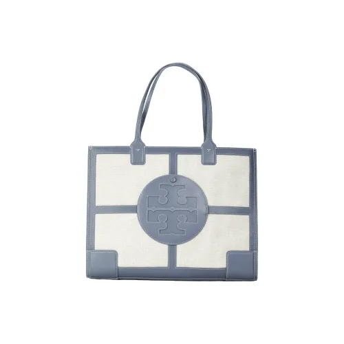 TORY BURCH Ella Кожаная отделка Тоут Сумка Сумка для покупок Сумка на плечо Сумка Обычный Женские Синий и Белый
