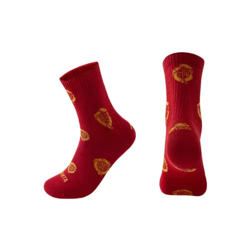 ANTA Life Collection Колено Высокие Носки Унисекс 1 Пачка Удача и Богатство Долговечность Красный