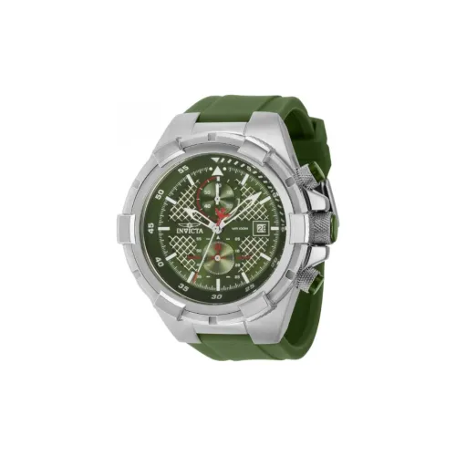 INVICTA Мужские часы Кварцевый механизм Силиконовый ремешок 50,5 мм Зеленый циферблат