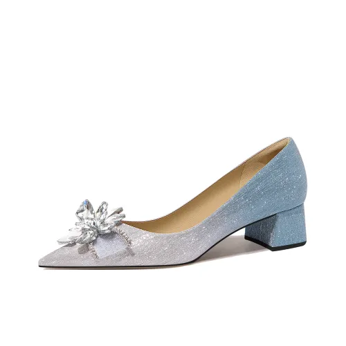 Lily Wei Starry Island Sea Высокий каблук Женские Серебристый Морской Синий