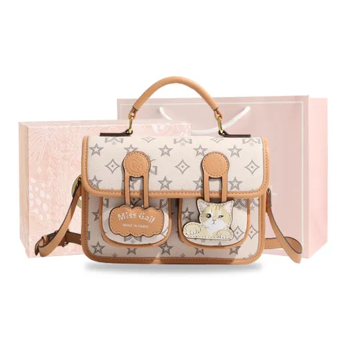 MISS GAIL Artificial Leather PU (полиуретан) Bag Standard Women's Coffee White MISS GAIL Искусственная кожа ПУ (полиуретан) Сумка Стандартная Женская Кофейная Белая