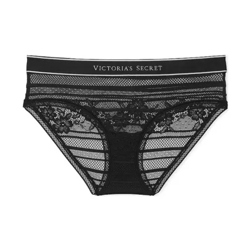 Victoria's Secret Хлопок Логотип Хлопок Hiphugger Panty Черные Трусы Женские 1 Пачка Черные