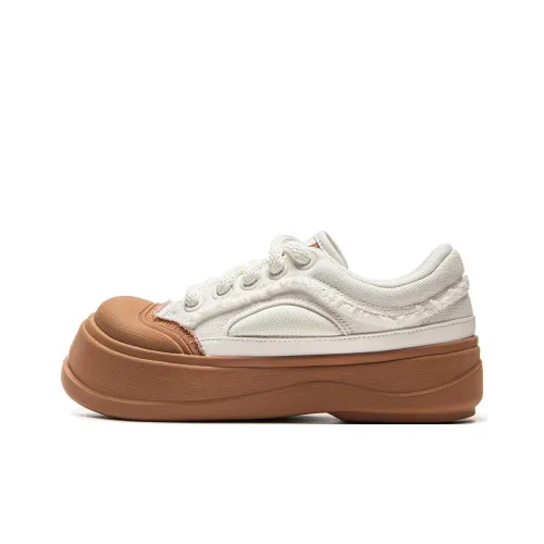 LINING Мед Slip-resistant Abrasion-resistant Низкий топ Скейтборд Кроссовки Женские Белый Коричневый
