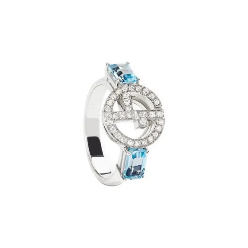 AMANI 18К Белое золото ромб топазы кольца унисекс серебро