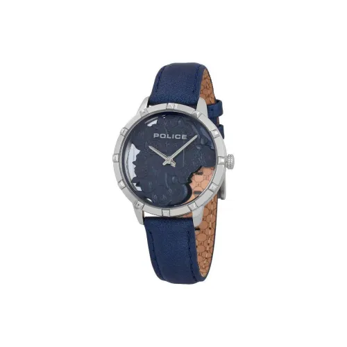 Police Marietas Collection Женские часы Кварцевый механизм Коровья кожа Ремешок 36 мм Синий циферблат